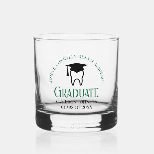 Green Dental School Custom Dentist Graduation Whiskey Glass