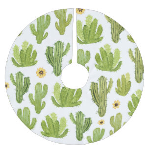 Green Desert Cactus: Watercolor Seamless Brushed Polyester Tree Skirt
