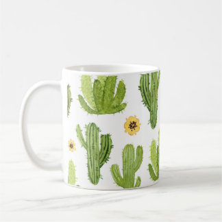 Green Desert Cactus: Watercolor Seamless Coffee Mug