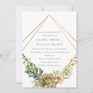 GREEN DESERT SUCCULENT CACTI FOLIAGE ENGAGEMENT INVITATION