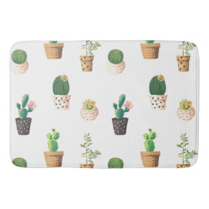 Green Dessert Succulent Cactus in Pots Bath Mat