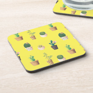 Green Dessert Succulent Cactus in Pots Coaster