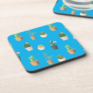 Green Dessert Succulent Cactus in Pots Coaster