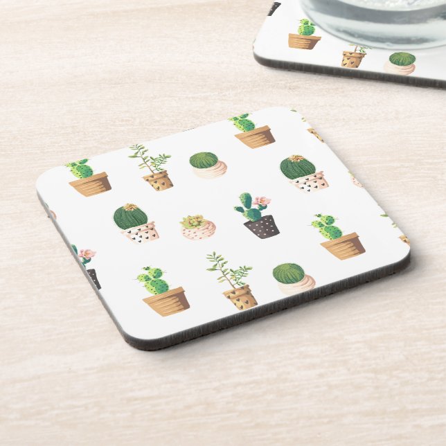 Green Dessert Succulent Cactus in Pots Coaster (Left Side)