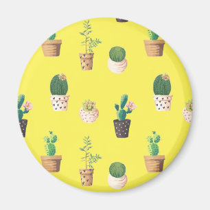 Green Dessert Succulent Cactus in Pots Magnet