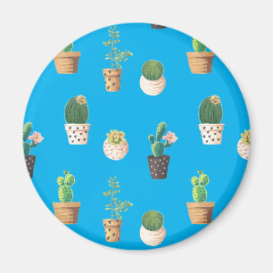 Green Dessert Succulent Cactus in Pots Magnet