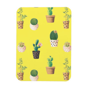 Green Dessert Succulent Cactus in Pots Magnet