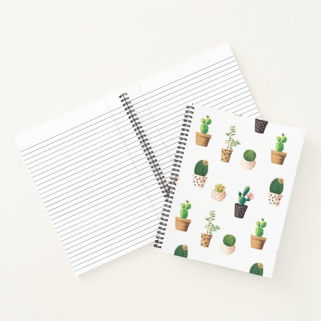 Green Dessert Succulent Cactus in Pots Notebook (Inside)