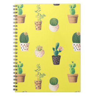 Green Dessert Succulent Cactus in Pots Notebook