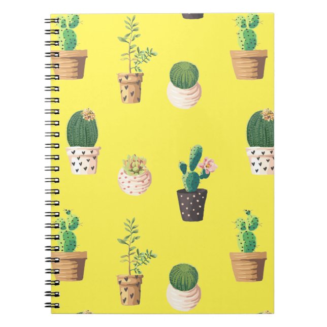 Green Dessert Succulent Cactus in Pots Notebook (Front)