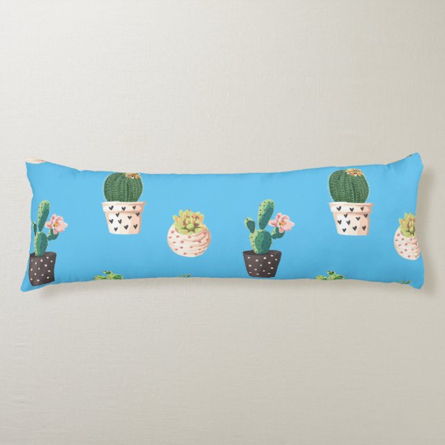 Green Dessrt Succulent Cactus in Pots Body Cushion (Front)