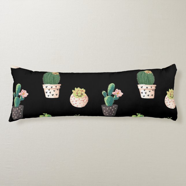 Green Dessrt Succulent Cactus in Pots Body Cushion (Front)