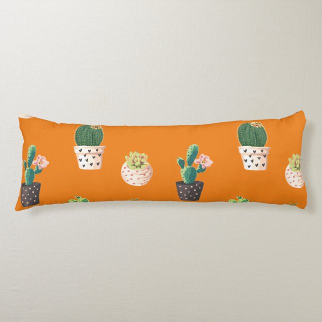 Green Dessrt Succulent Cactus in Pots Body Cushion (Front)