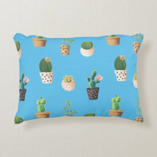 Green Dessrt Succulent Cactus in Pots Decorative Cushion