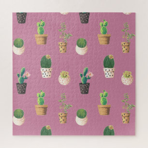 Green Dessrt Succulent Cactus in Pots Jigsaw Puzzle