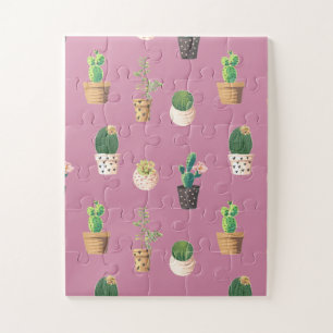 Green Dessrt Succulent Cactus in Pots Jigsaw Puzzle