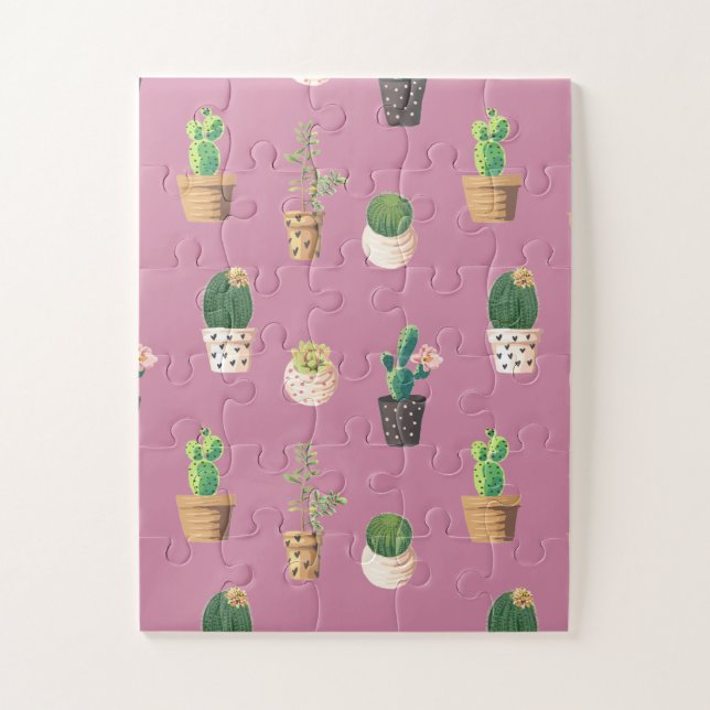 Green Dessrt Succulent Cactus in Pots Jigsaw Puzzle (Vertical)