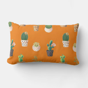 Green Dessrt Succulent Cactus in Pots Lumbar Cushion