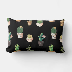 Green Dessrt Succulent Cactus in Pots Lumbar Cushion