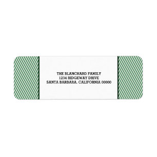 Green Diagonal Festive Stripes Holiday Return Address Label