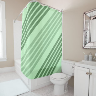 Green Diagonal Stripes Shower Curtain