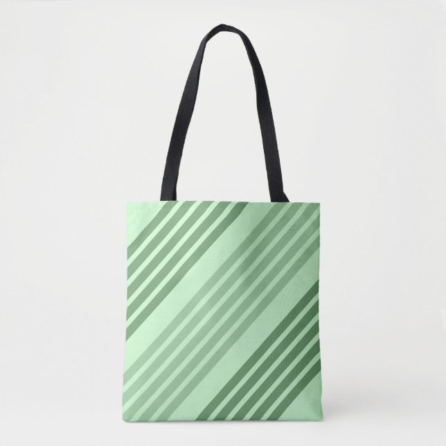 Green Diagonal Stripes Tote Bag (Front)