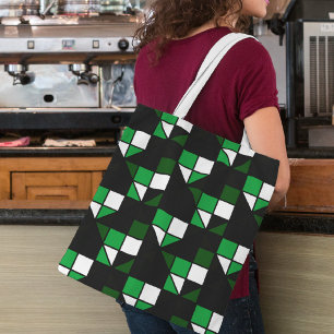 Green diagonal tote bag