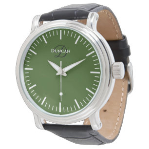 Green dial gentlemen's watch with custom monogram