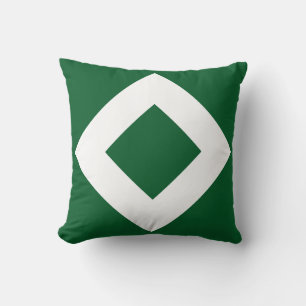 Green Diamond, Bold White Border Cushion