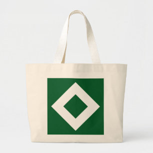 Green Diamond, Bold White Border Large Tote Bag