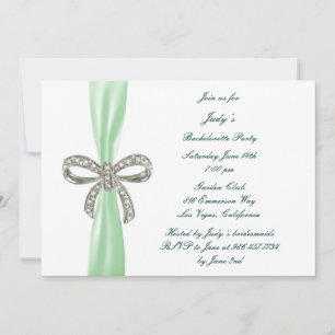 Green Diamond Bow Bachelorette Party Invitation