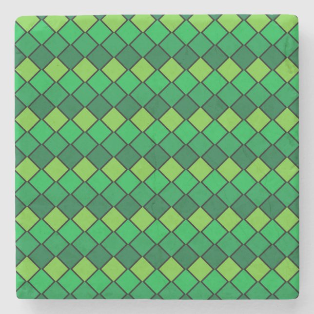 Green Diamond Checked Square Coaster (Front)