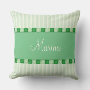 Green Diamond Customisable Name Jewel Gem Bling Cushion