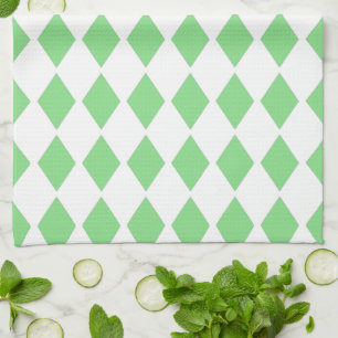 Green Diamond Design Tea Towel