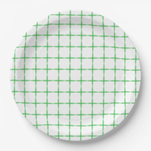 Green diamond grid paper plate
