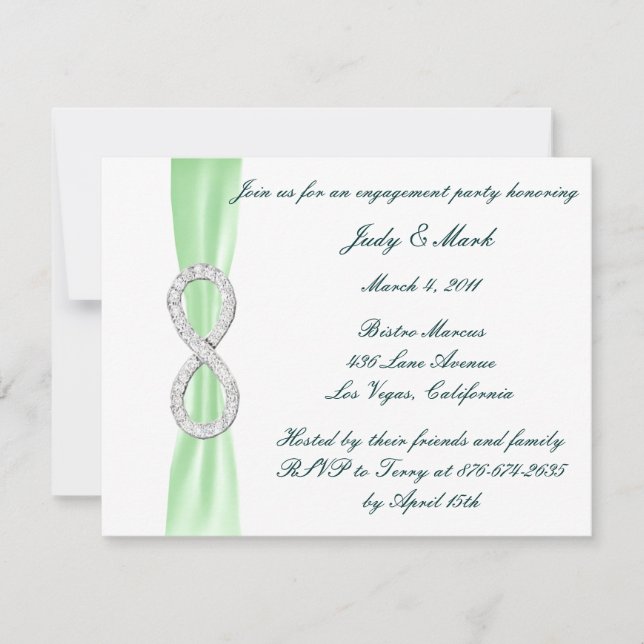 Green Diamond Infinity Engagement Party Invitation (Front)
