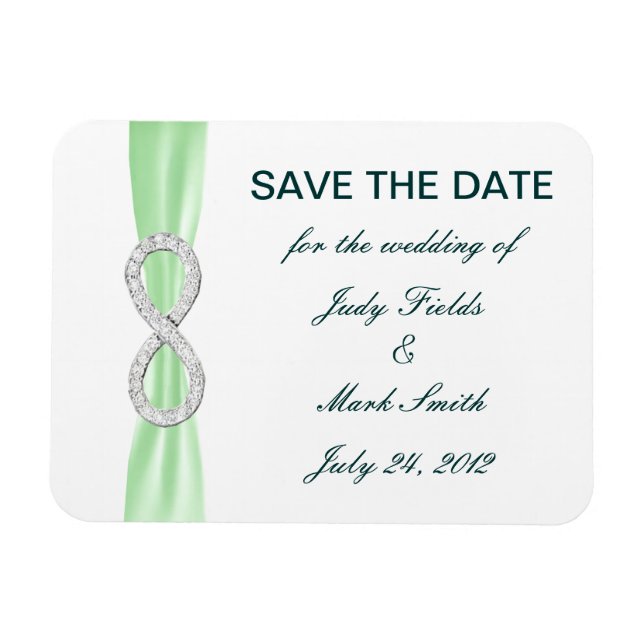 Green Diamond Infinity Save The Date Magnet (Horizontal)