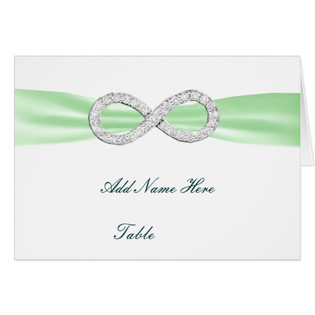 Green Diamond Infinity Wedding Table Place Card (Front Horizontal)