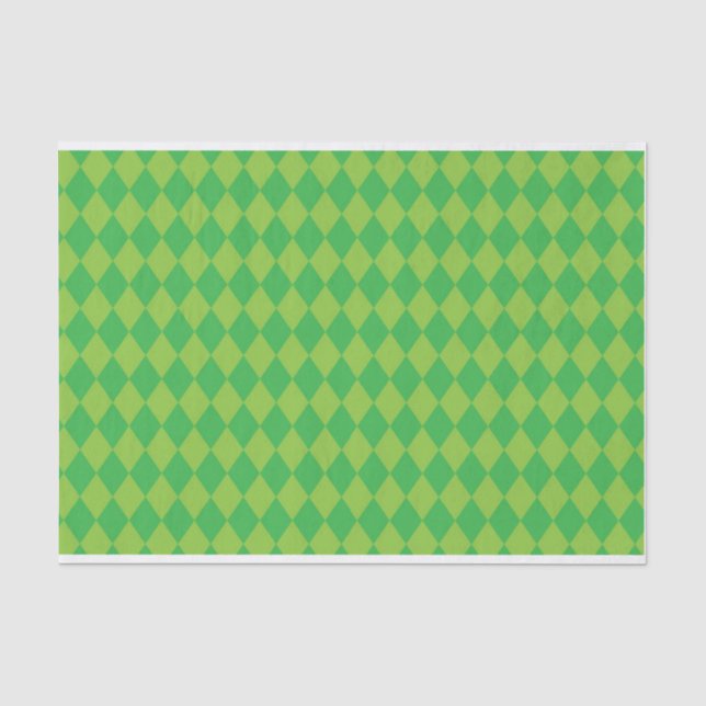 GREEN DIAMOND MARDI GRAS PATTERN TISSUE PAPER (Front)