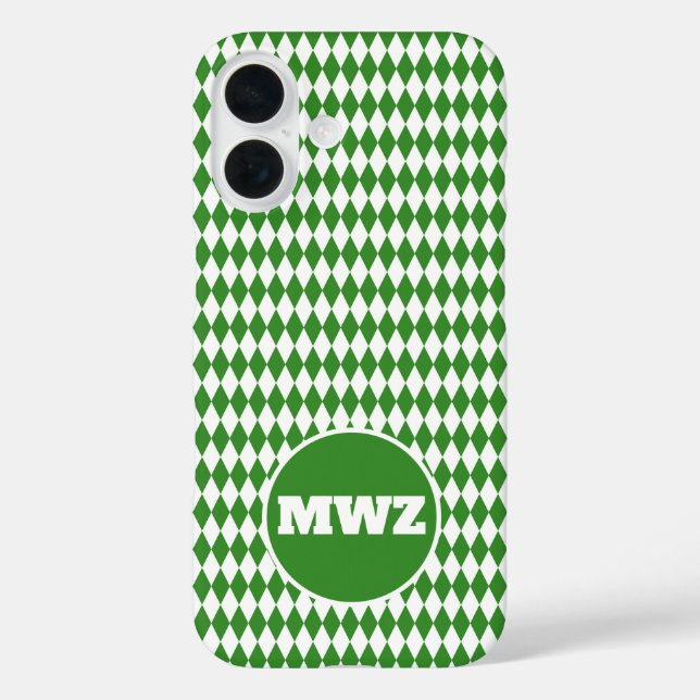 Green Diamond Monogram iPhone Case (Back)