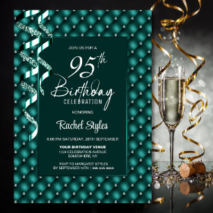 Green Diamond Pattern 95th Birthday Party Invitation