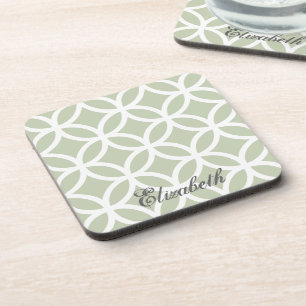 Green Diamond Pattern Personalised Coaster