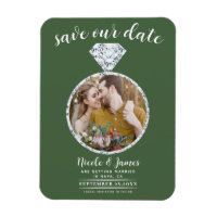 Green Diamond Ring Bling Photo Save the Date