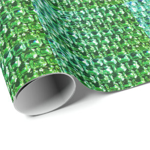 Green Diamonds, green gemstone jewellery pattern Wrapping Paper