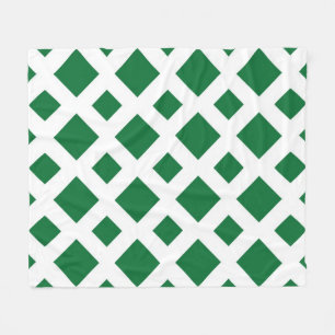 Green Diamonds on White Fleece Blanket