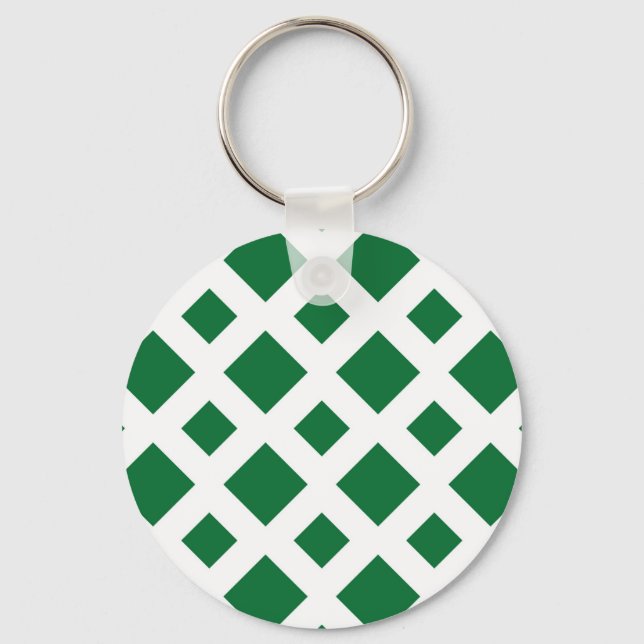 Green Diamonds on White Key Ring (Front)
