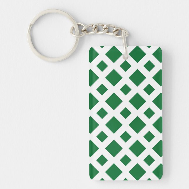 Green Diamonds on White Key Ring (Front)
