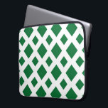 Green Diamonds on White Laptop Sleeve<br><div class="desc">A bold,  geometric pattern of large and small green diamonds on a white background. The white forms a lattice which separates the diamond shapes. 

 Digitally created image. 
 Copyright ©2013 Claire E. Skinner,  All rights reserved.</div>