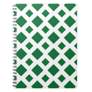 Green Diamonds on White Notebook