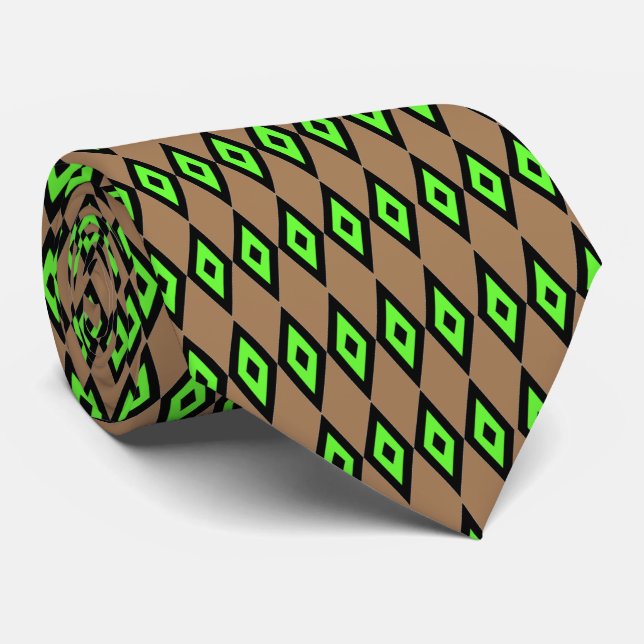 Green Diamonds Tie (Rolled)